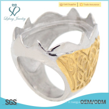 Cool en or jaune en acier inoxydable photo gravée anneaux Indonésie vente en gros
